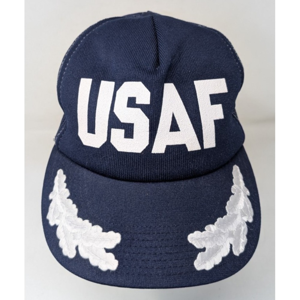 Vintage Air Force USAF Trucker Hat Snapback Mesh Baseball Cap Blue Made in USA